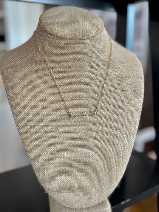 Gold Rhinestone Bar Necklace