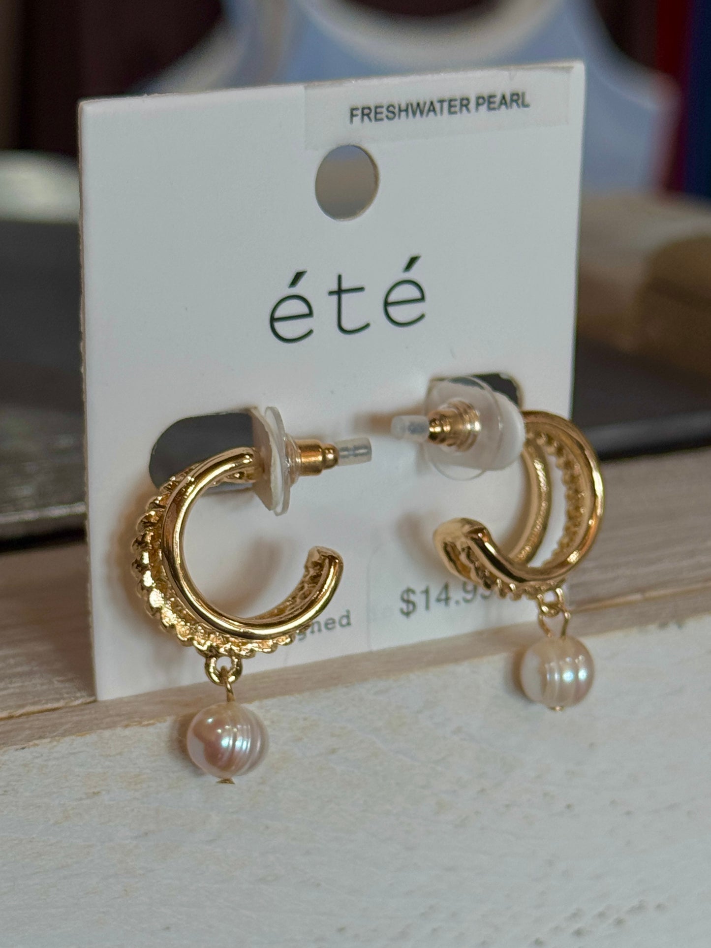 Gold Twist Pearl Drop Earring
