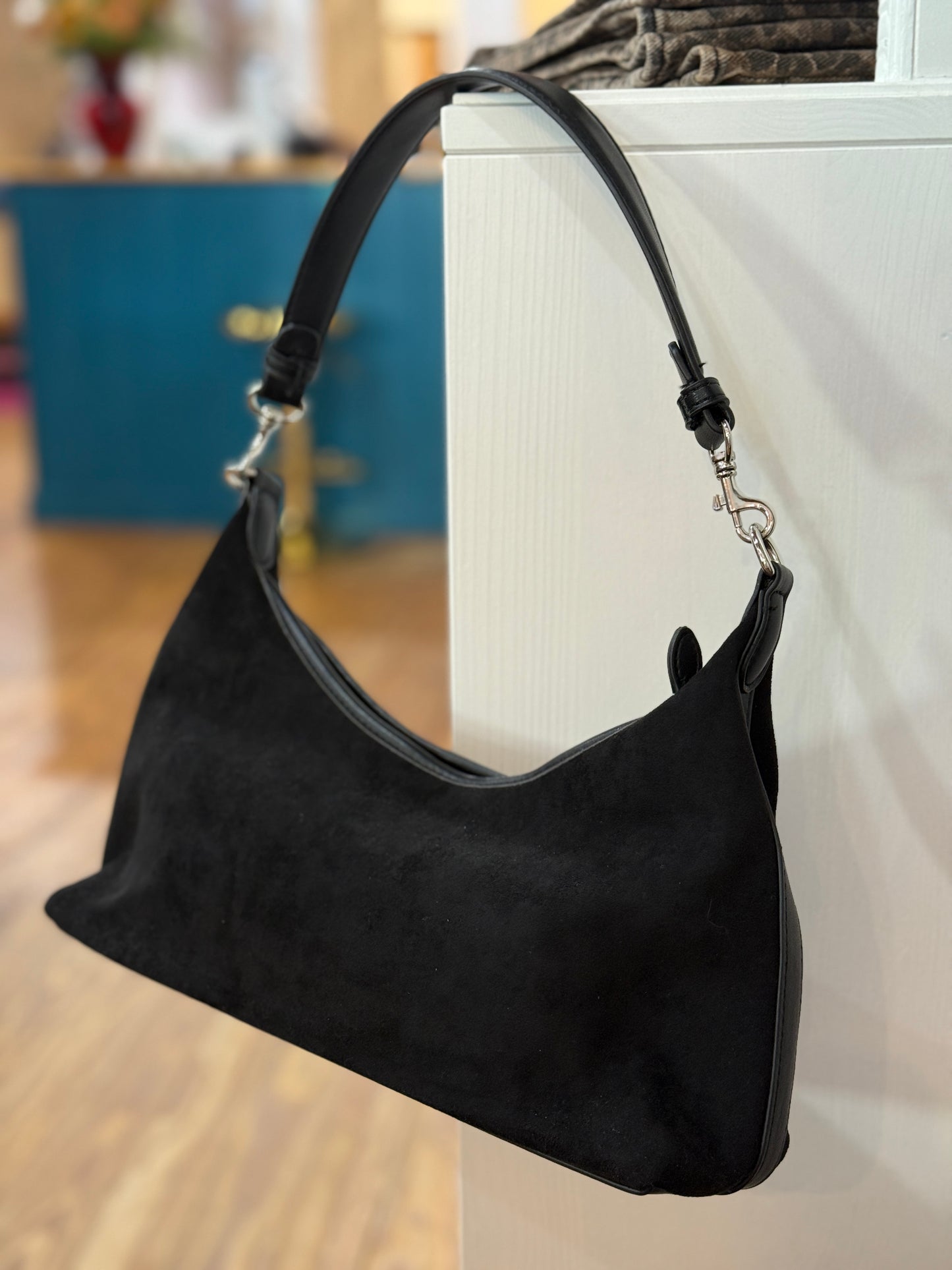 Black Suede Shoulder Bag