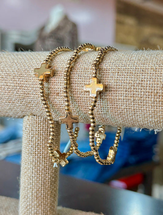 Gold Cross Bead Bracelet