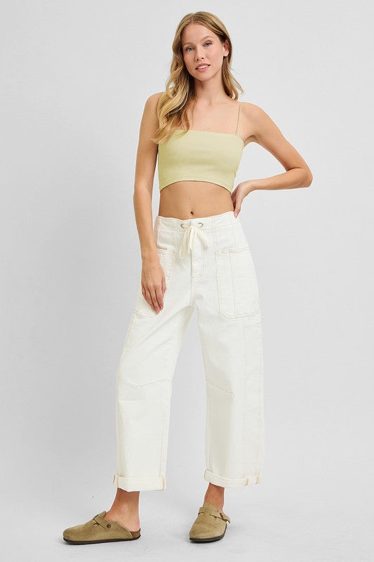 Risen Cream Barrel Cargo Pants
