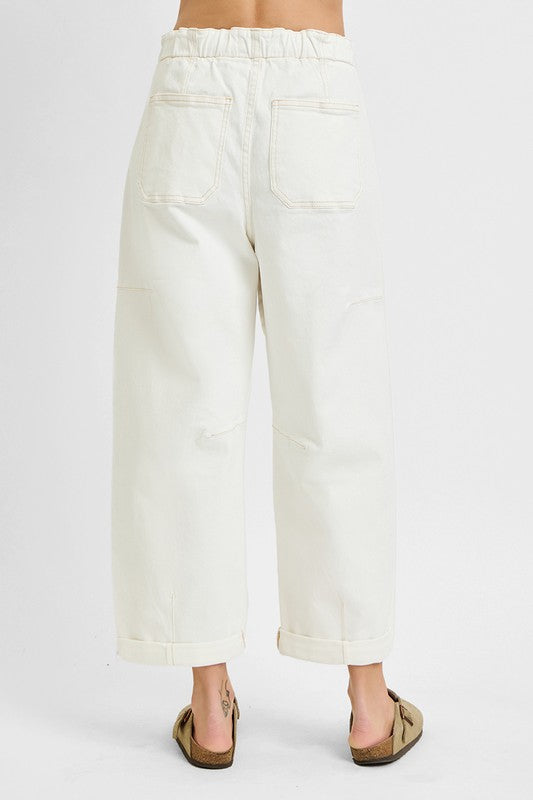 Risen Cream Barrel Cargo Pants