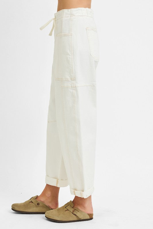 Risen Cream Barrel Cargo Pants