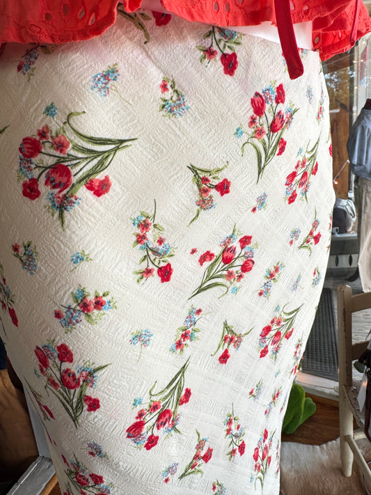 Vintage Floral Midi Skirt