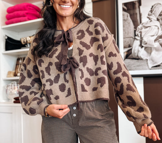 Leopard Tying Cardigan