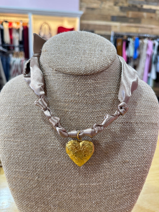 Taupe Gold Heart Twilly
