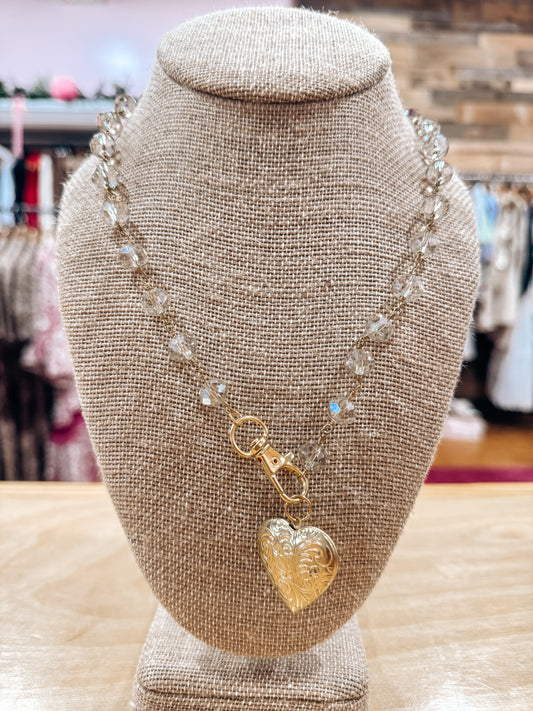 Crystal & Gold Heart Necklace