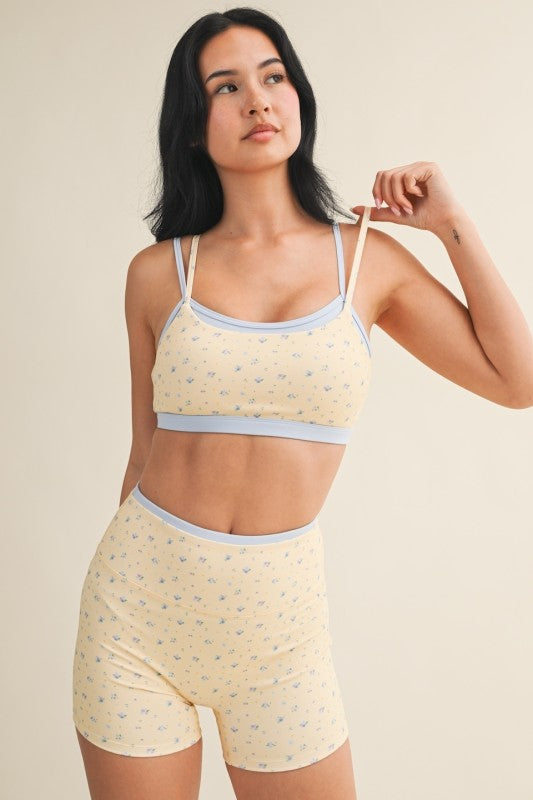 Ditzy Yellow & Blue Sports Bra PREORDER