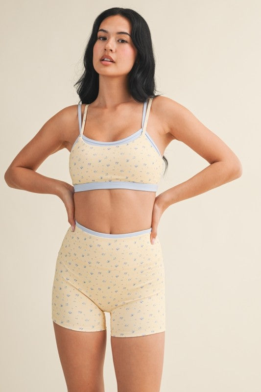 Ditzy Yellow & Blue Sports Bra PREORDER