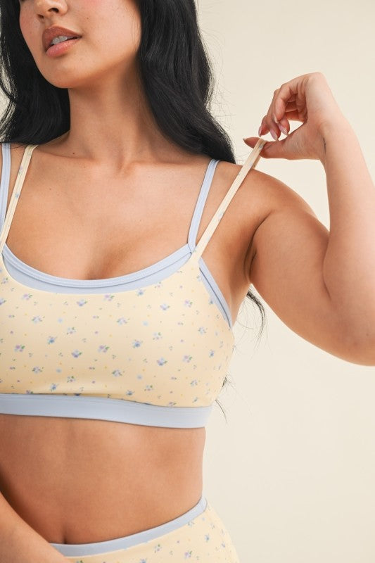 Ditzy Yellow & Blue Sports Bra PREORDER