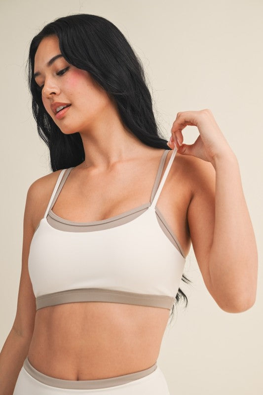 Cream Contrast Sports Bra PREORDER