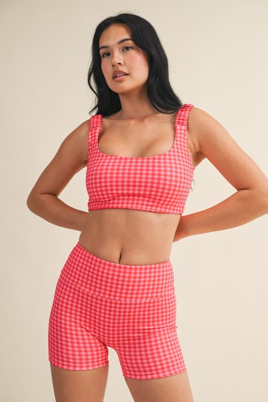 Watermelon Gingham Sports Bra PREORDER
