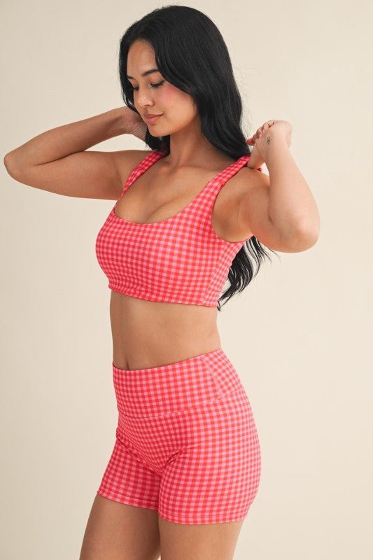 Watermelon Gingham Sports Bra PREORDER