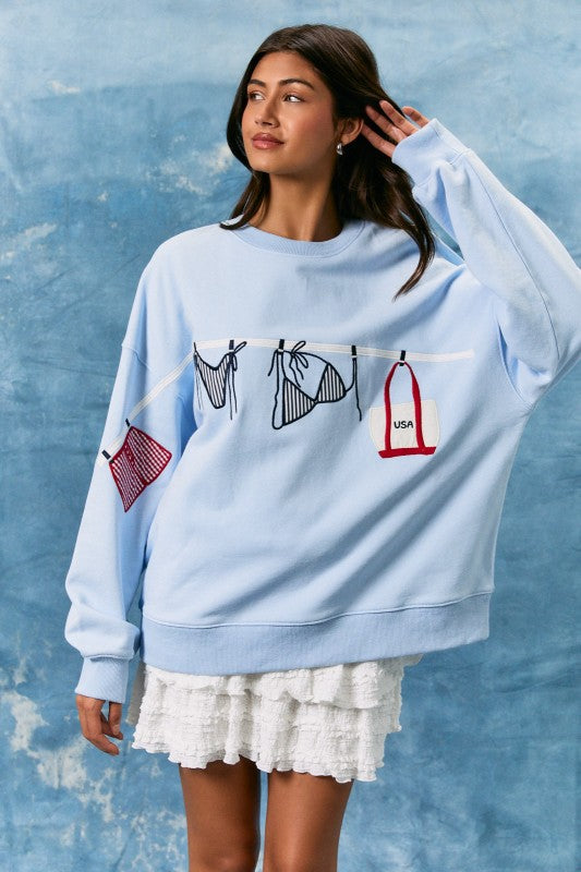 USA Summer Embroidered Sweatshirt