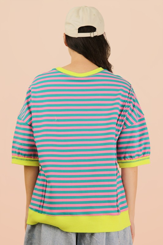 Seafoam Stripe Drop Shoulder Top