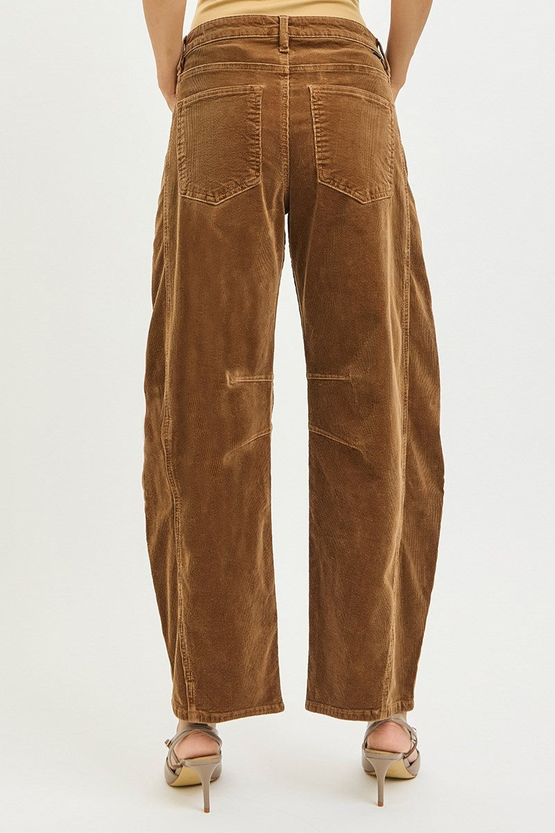 Teddy Bear Corduroy Barrel Mid Rise Pant