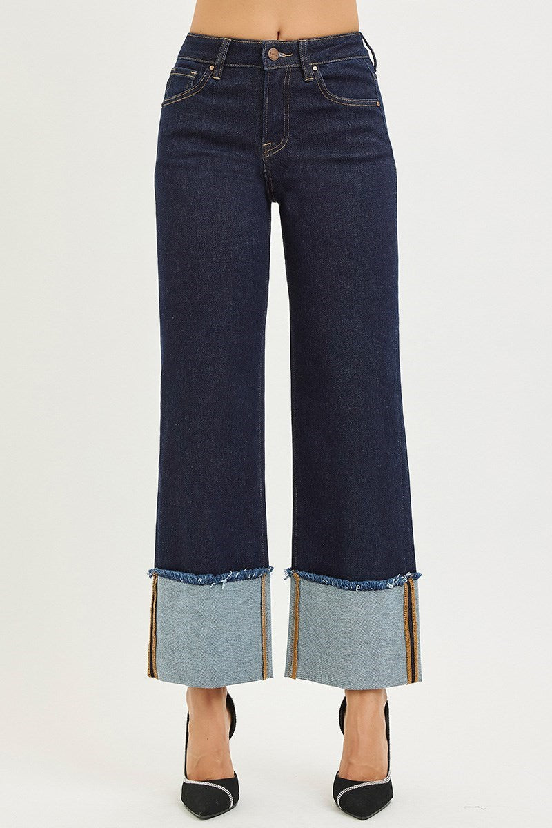 Risen Mid Rise Dark Wash Denim