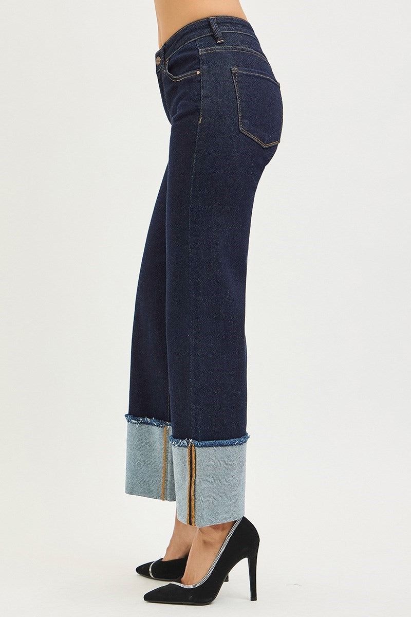 Risen Mid Rise Dark Wash Denim