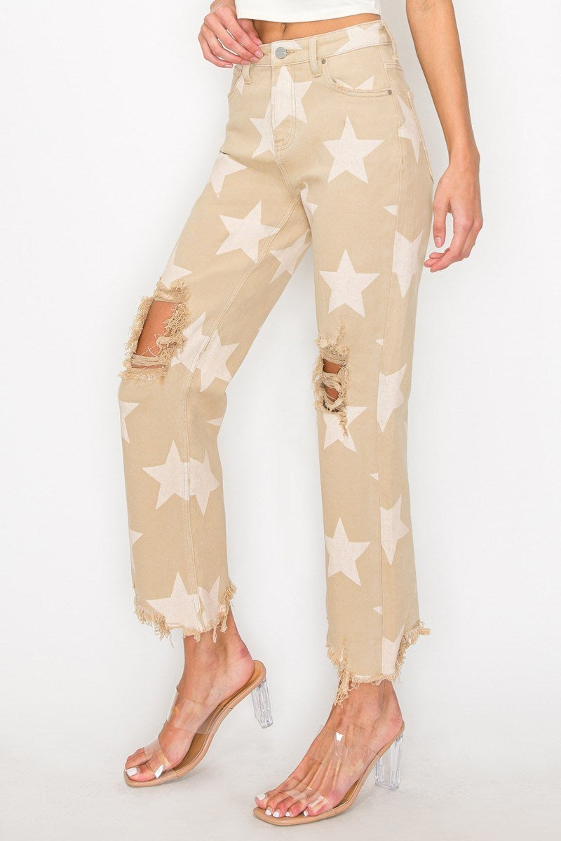 Risen Natural Star Distressed Denim