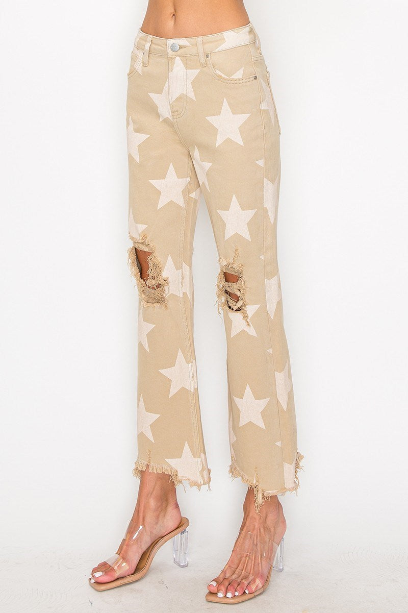 Risen Natural Star Distressed Denim