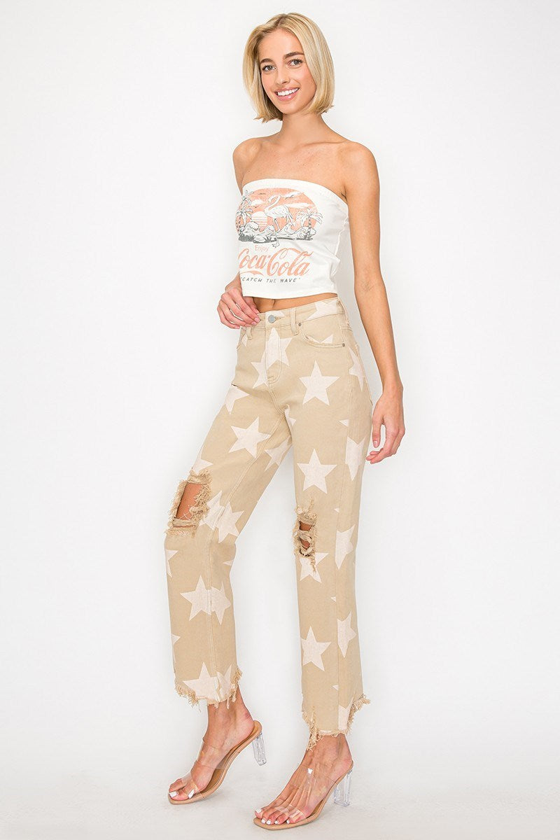 Risen Natural Star Distressed Denim