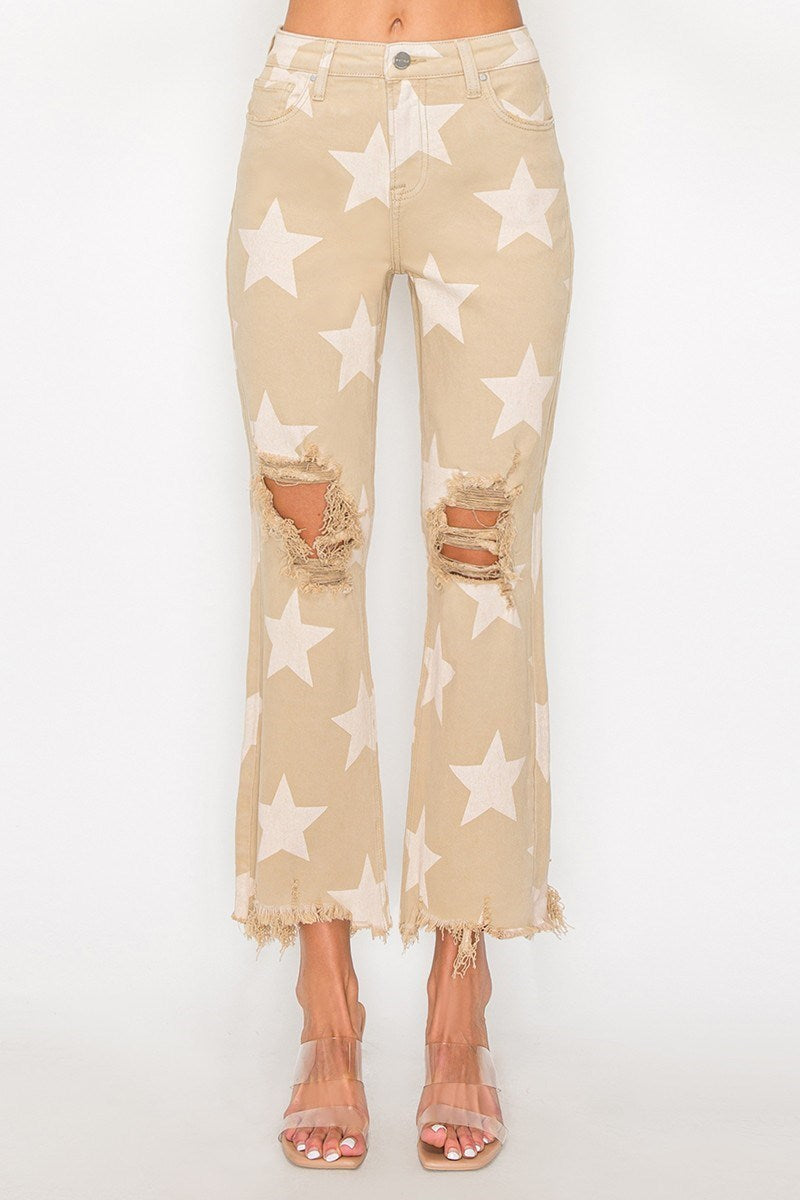Risen Natural Star Distressed Denim