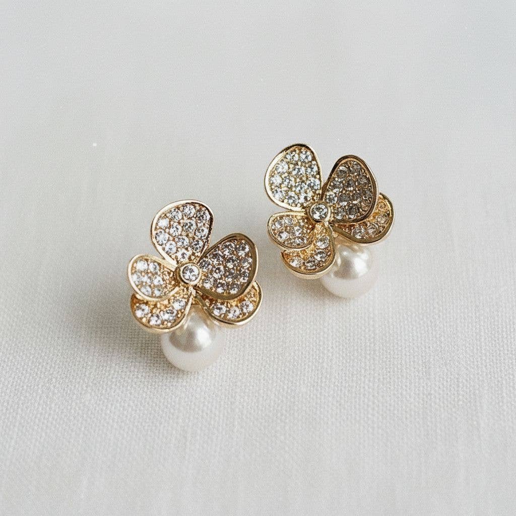 Floral Gem & Pearl Earrings