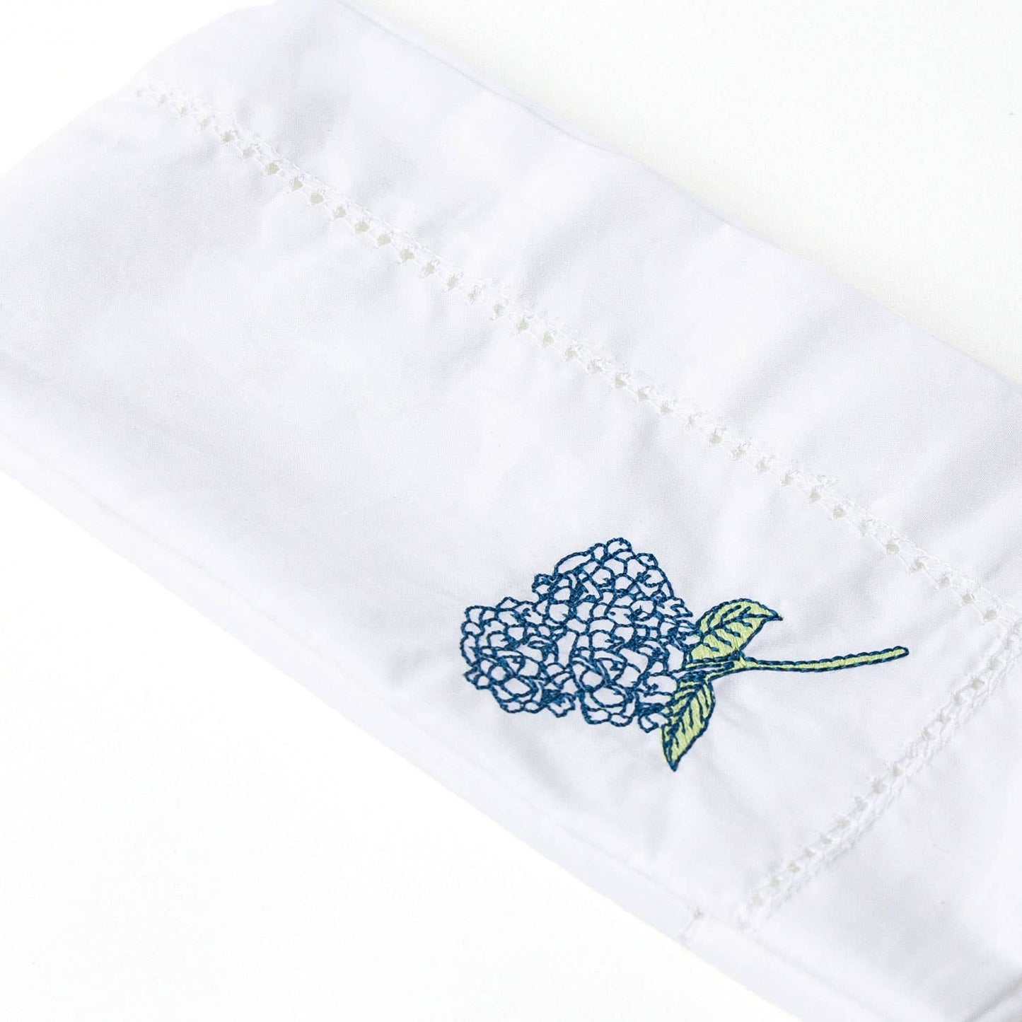 Hydrangea Stem Embroidered Dinner Napkin - PREORDER