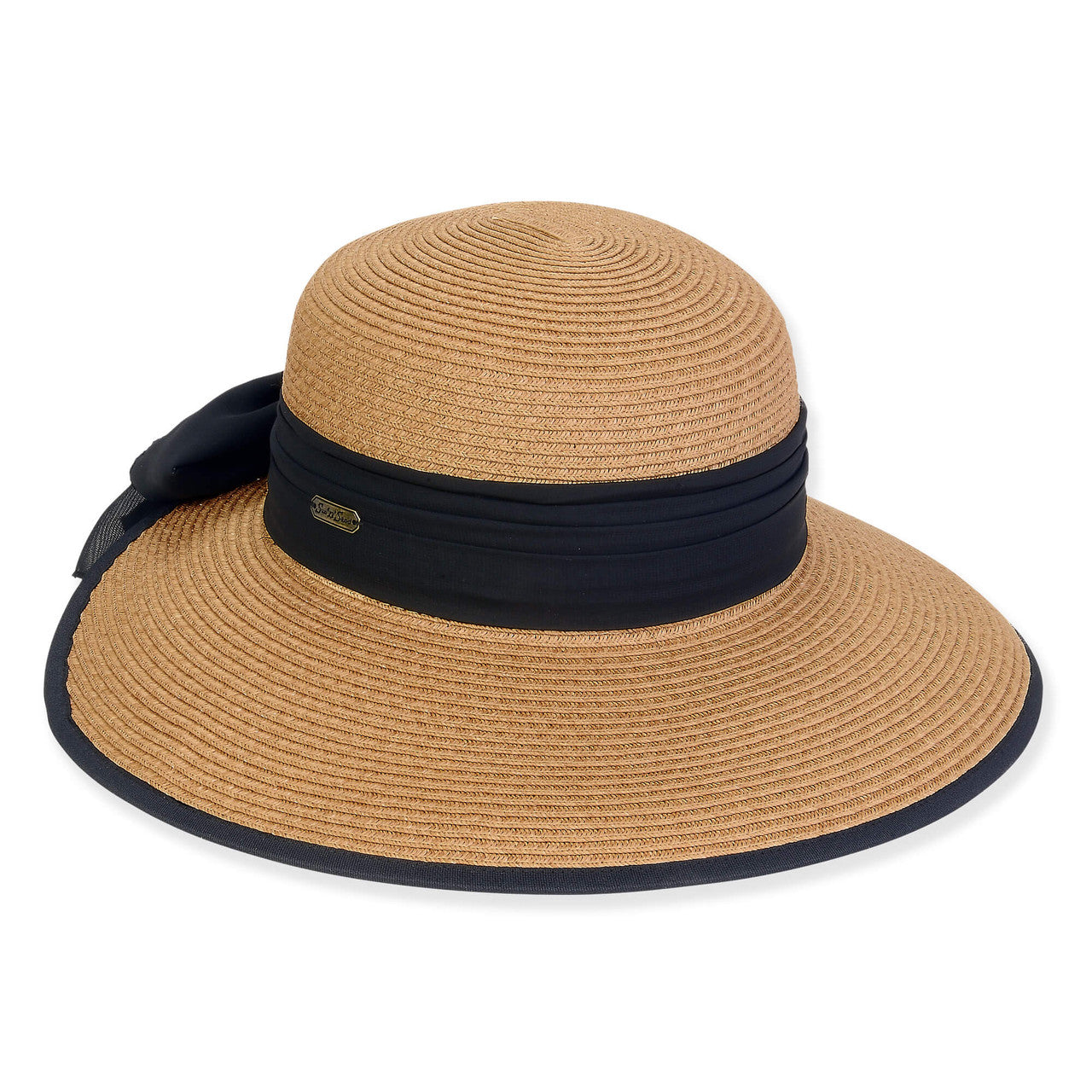 Tan & Black Backless Straw Hat