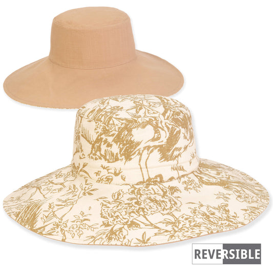 Beige Cotton Reversible Floppy Hat
