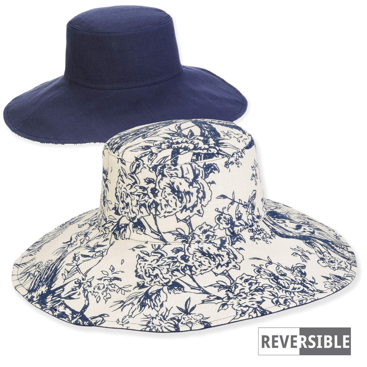 Navy Cotton Reversible Floppy Hat