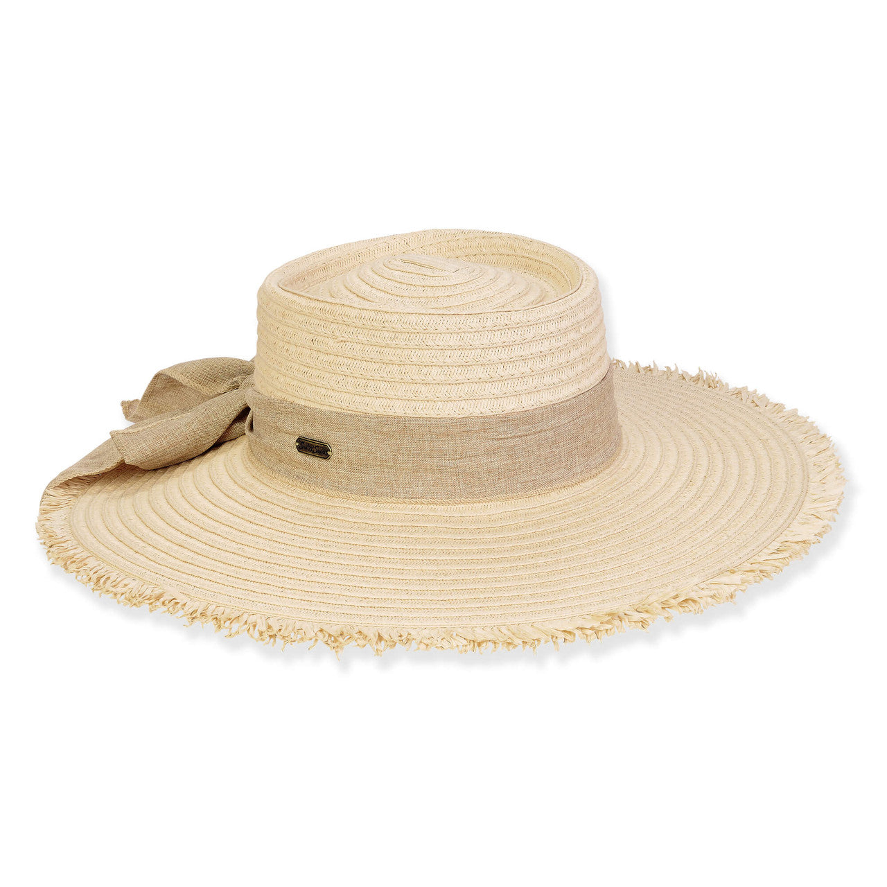 Ivory 5" Straw Hat Linen Bow