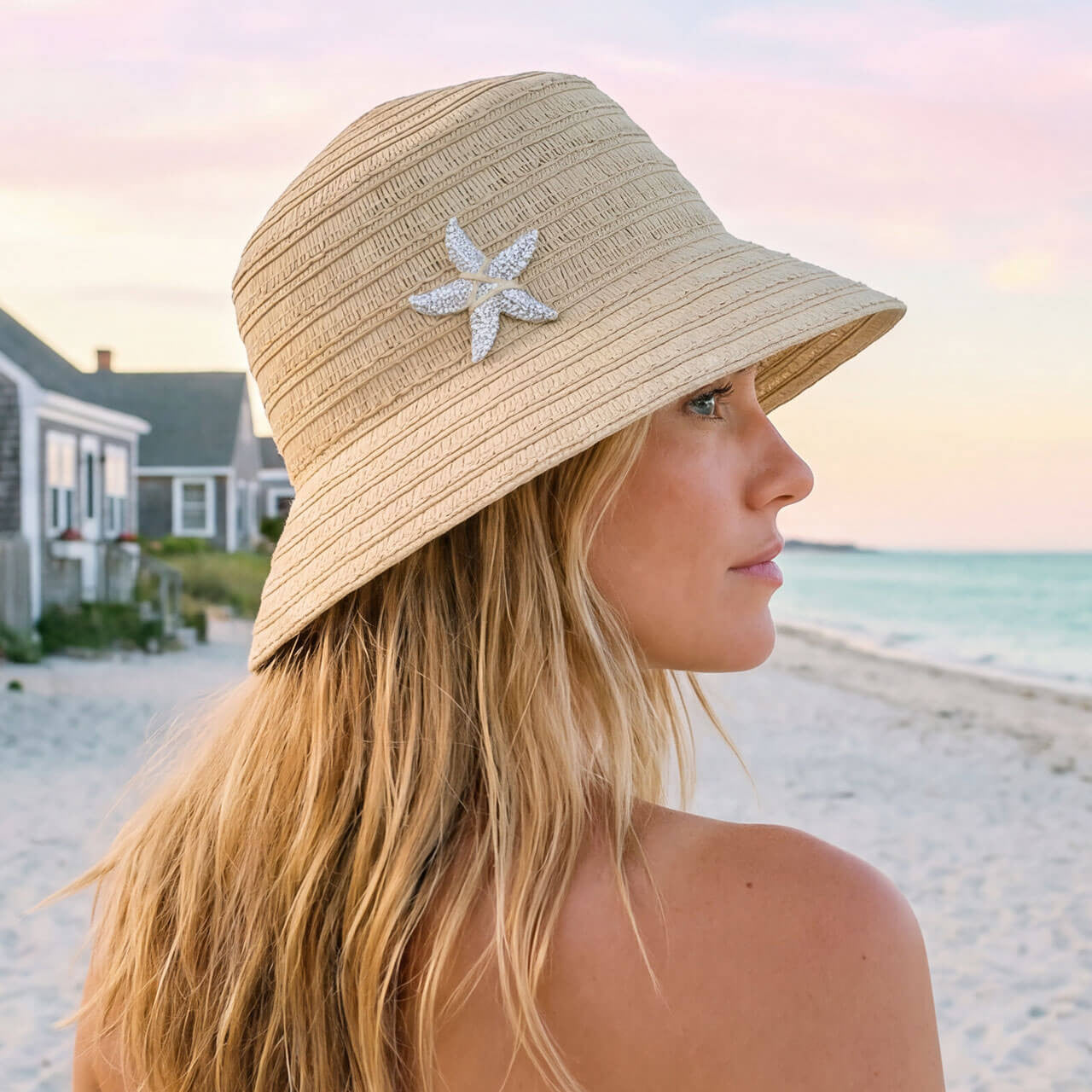 Tan Starfish Bucket Hat