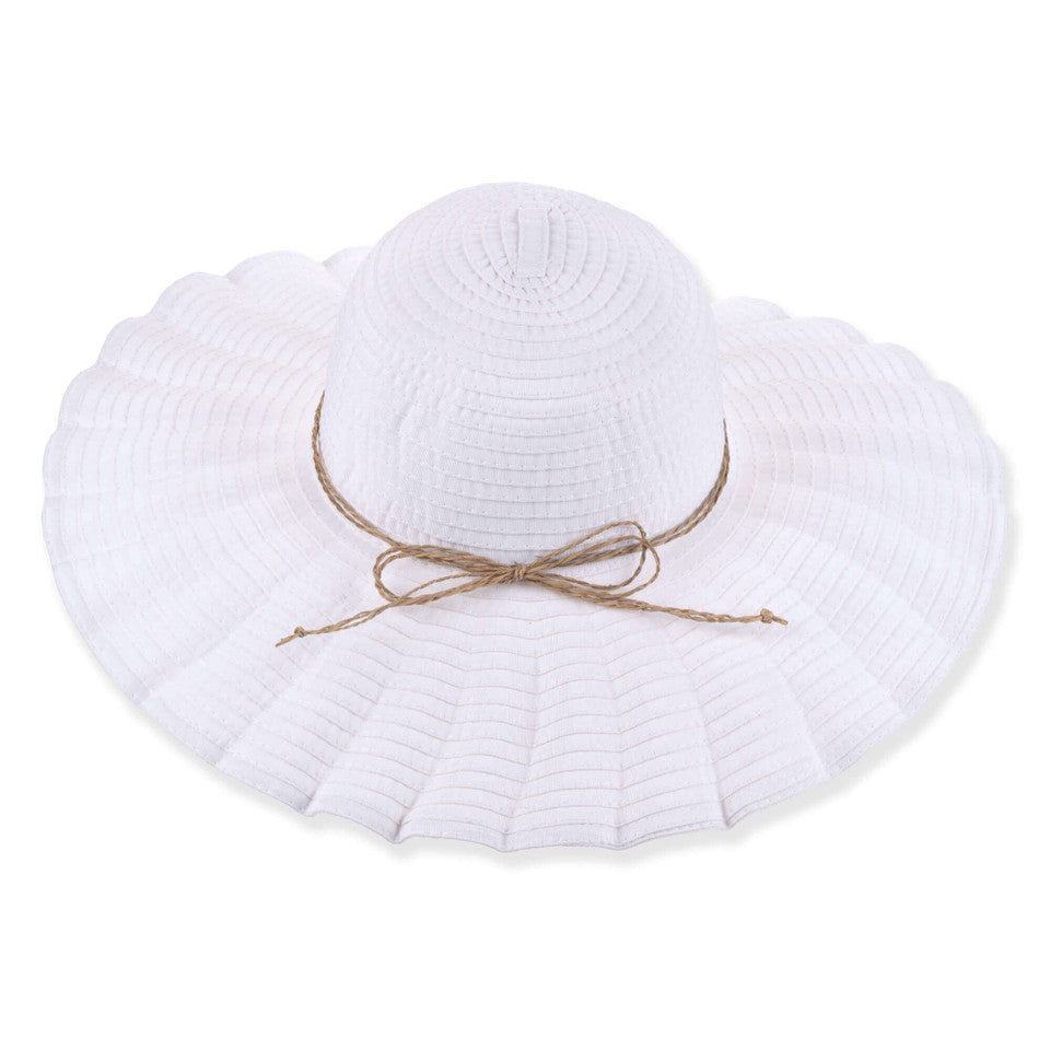 White Pleated Floppy Hat