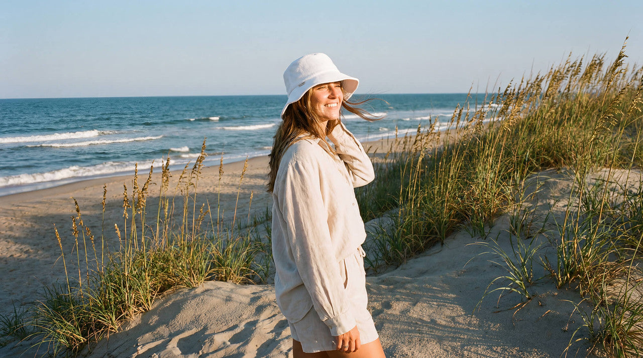 White Terry Cloth Bucket Hat